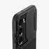 ACS05639 - Galaxy S23 Ultra Case Optik Armor in black showing the back with lens protector slot open